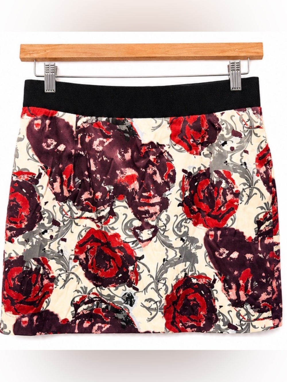Satin Floral Mini Skirt